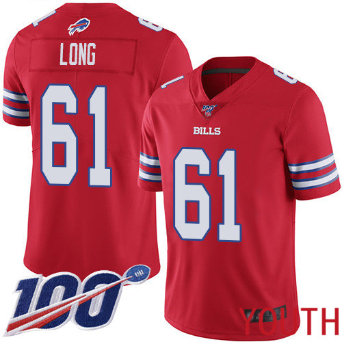 Youth Buffalo Bills #61 Spencer Long Limited Red Rush Vapor Untouchable 100th Season NFL Jersey